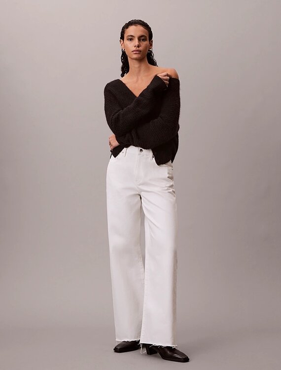 Calvin Klein Jeans – Wide leg jeans, Bílá barva