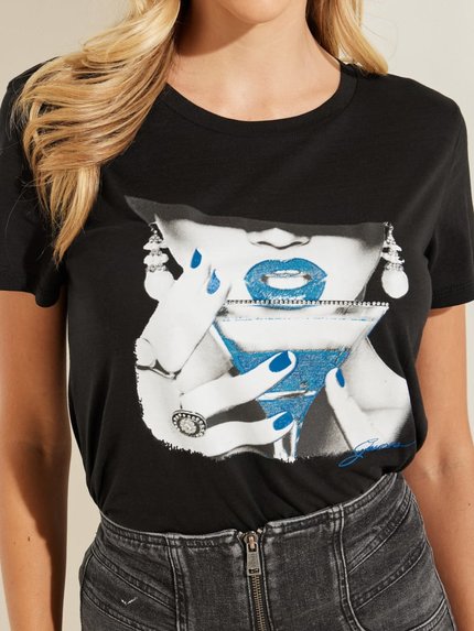 Módní Martini girl tričko, Černá barva, 2022