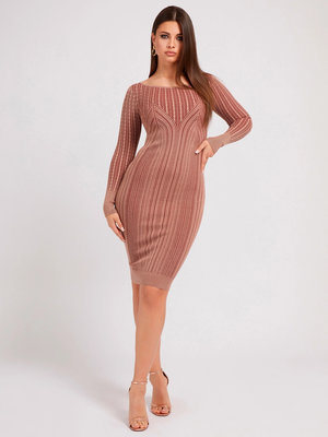 Luxusní Alexia šaty, Béžová, Hnědá barva, S, M