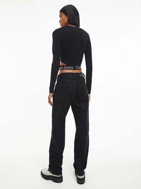 Luxusní Waist logo svetr, Černá barva, XS, S, M, L, XL