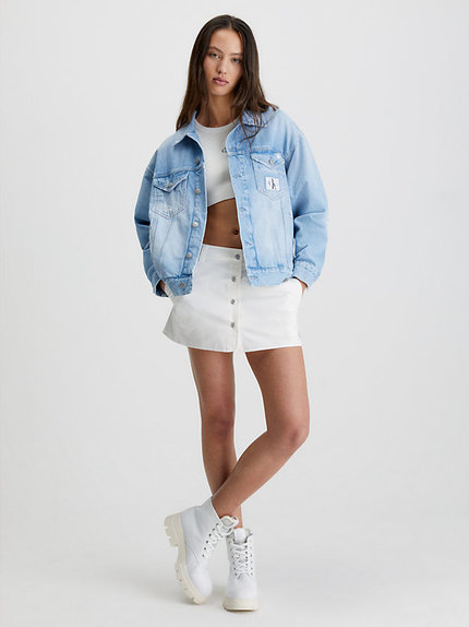 Módní Dad Denim bunda, Modrá barva, 2023