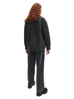 Luxusní Crinkle košilová bunda, Černá barva, XS, S, M, L