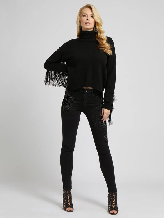 Módní Leonie svetr, Černá barva, 2022