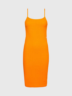 Slub Rib šaty Oranžová barva Ženy