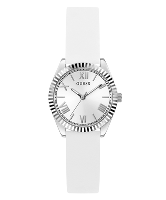 GUESS – Mini Luna hodinky, Bílá, Stříbrná barva