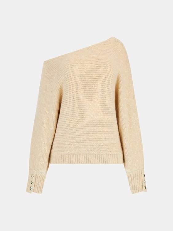 Krémová barva, Off-shoulder wool svetr