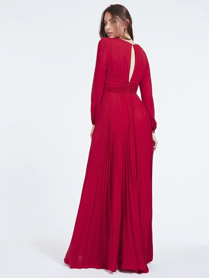 Módní Dlouhé šaty, Červená barva, 2021, 2020