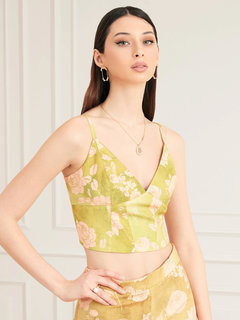 Luxusní Rose Romance top, Zelená barva, XS, S, M, L