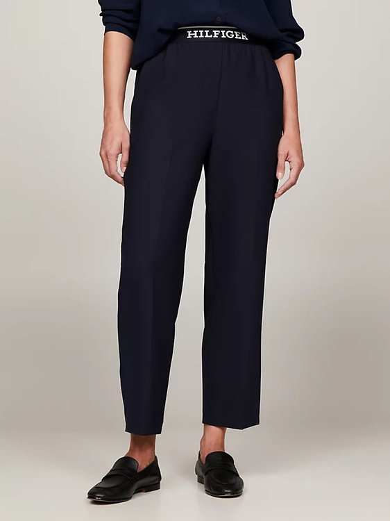 Tommy Hilfiger – Slim Straight kalhoty, Modrá barva