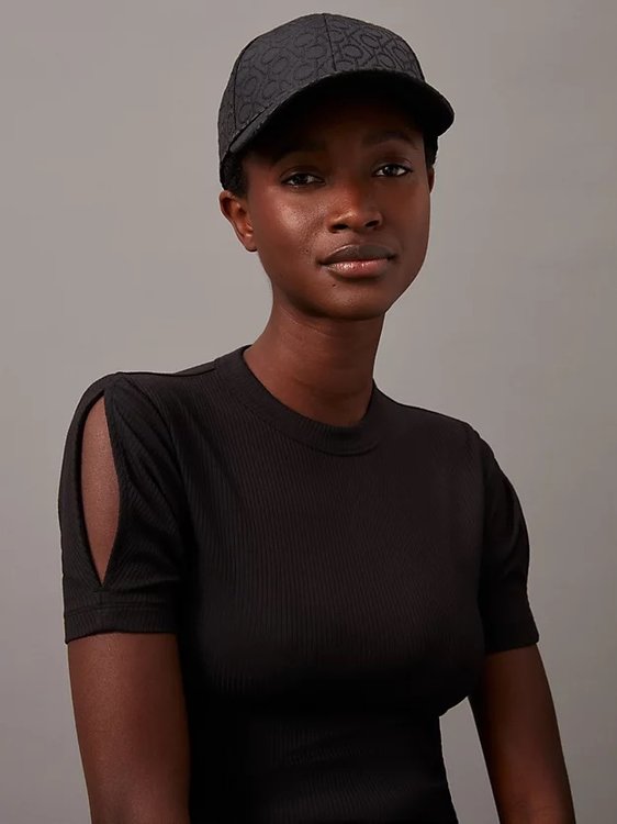 Monogram Jacquard kšiltovka Černá barva Ženy