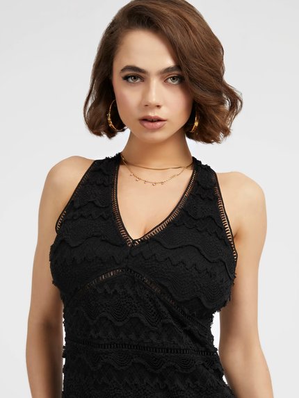 Módní Liza šaty, Černá barva, 2023