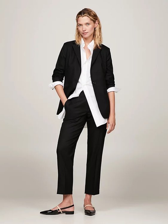 Slim Fit Straight kalhoty – Tommy Hilfiger, Černá barva Ženy