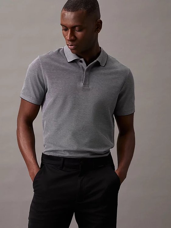 Calvin Klein – Oxford Two Tone polo, Černá barva