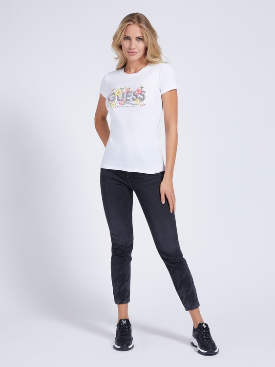 Glitter triko – Guess, Bílá barva Ženy, Ženy