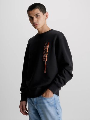 Calvin Klein Jeans – Stacked Logo mikina, Černá barva