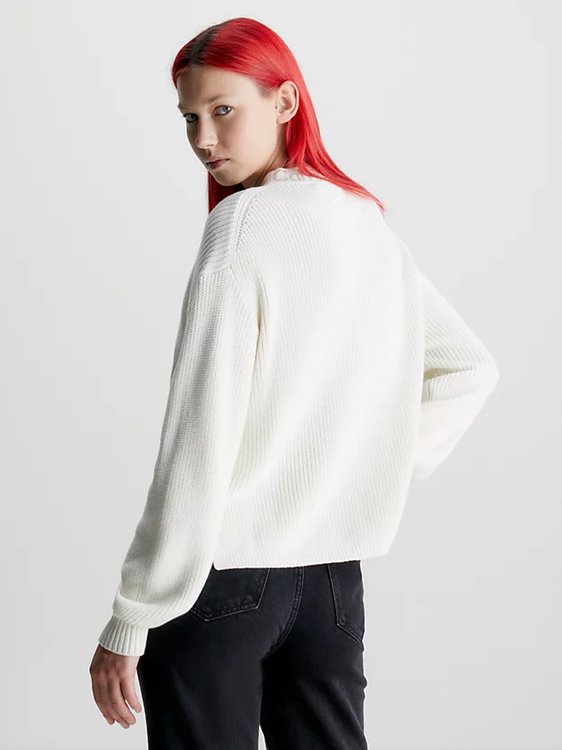 Intarsia Loose svetr – Calvin Klein Jeans, Bílá barva Ženy