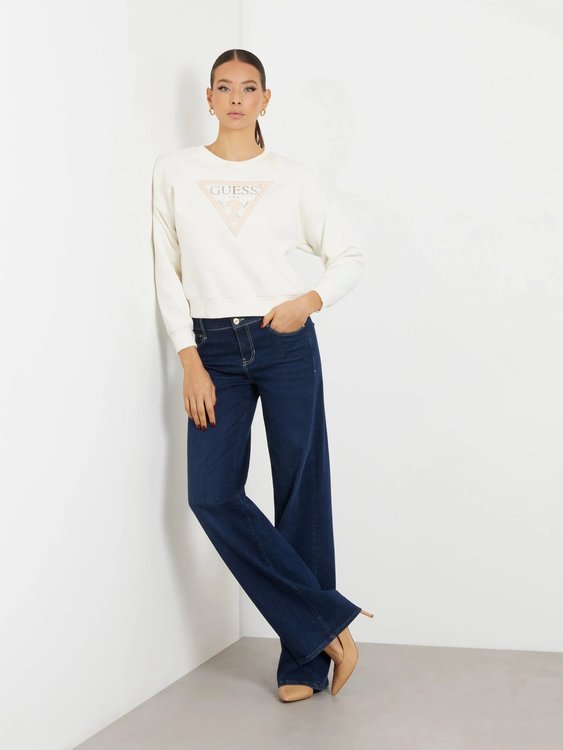 Módní Pony Hair mikina, Béžová, Krémová barva, 2024