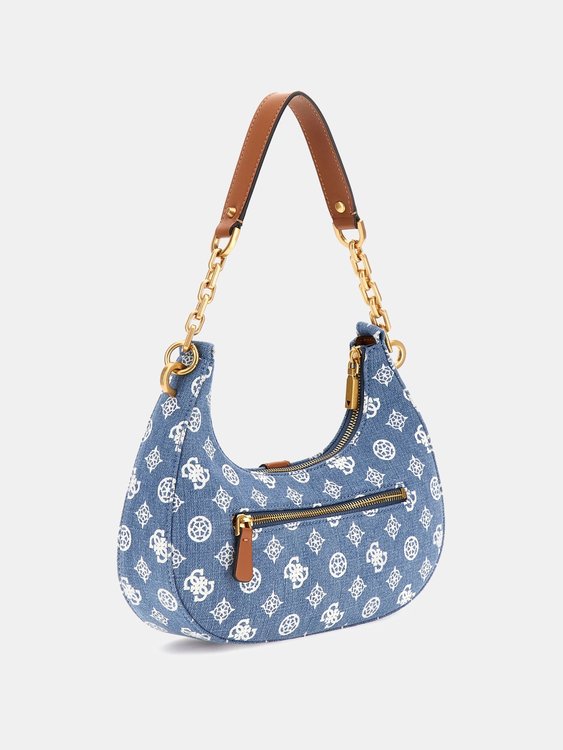 Kuba Top Zip střední kabelka – GUESS, Modrá barva Ženy