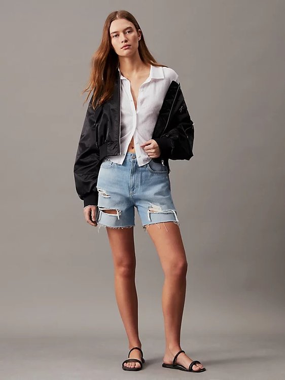 Mom šortky Modrá barva Ženy