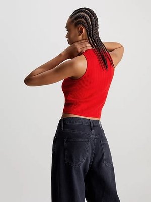 Woven Label top – Calvin Klein Jeans, Červená barva Ženy