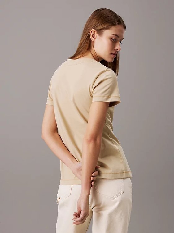 Monologo Slim triko – Calvin Klein Jeans, Béžová, Khaki barva Ženy