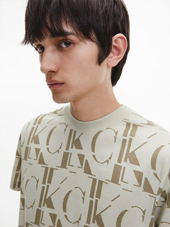 Logo aop triko Béžová, Krémová barva Muži