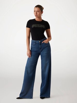 Logo Lace triko – GUESS, Černá barva Ženy