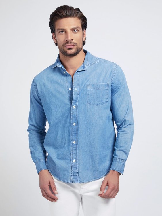 Guess – Denim košile, Modrá barva