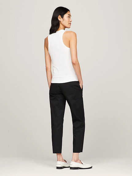 Módní Rib Slim triko, Bílá barva, 2024, 2023