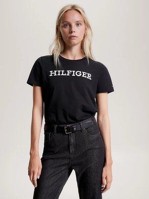 Tommy Hilfiger – Regular Monotype triko, Černá barva