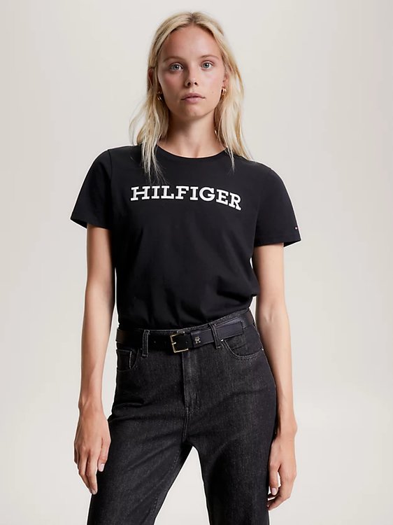 Tommy Hilfiger – Regular Monotype triko, Černá barva