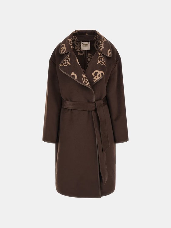 Luxusní Ludovica Logo kabát, Hnědá barva, XS, S, M, L