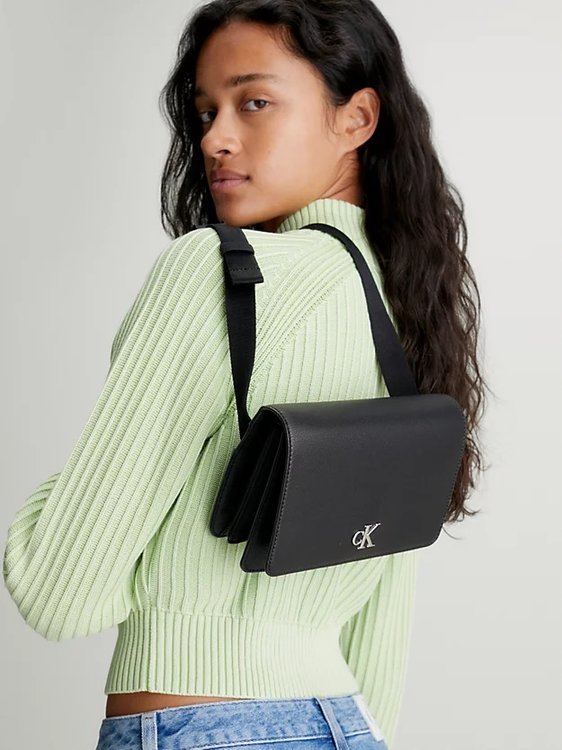 Módní Minimal Monogram kabelka, Černá barva, 2024