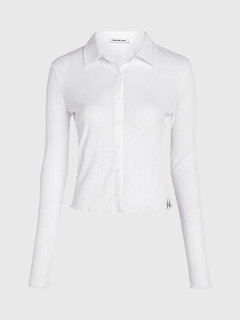 Sheer Ribbed triko Bílá barva Ženy