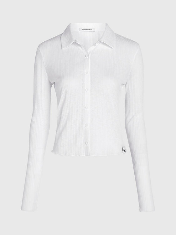 Sheer Ribbed triko Bílá barva Ženy