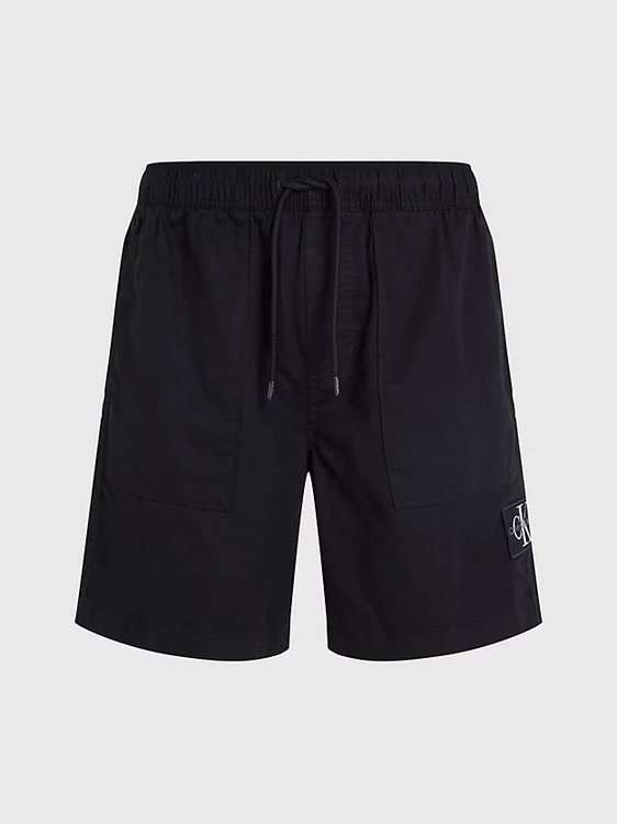 Linen šortky Černá barva Muži