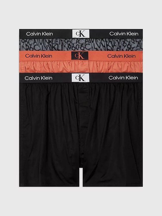 Calvin Klein Underwear – CK 96 Woven trenky 3ks, Černá, Oranžová, Šedá barva