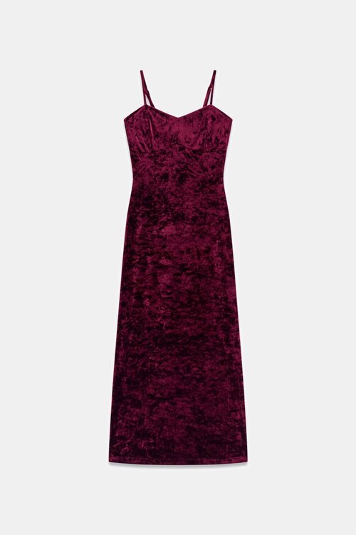 Velvet slip dress Červená barva Ženy