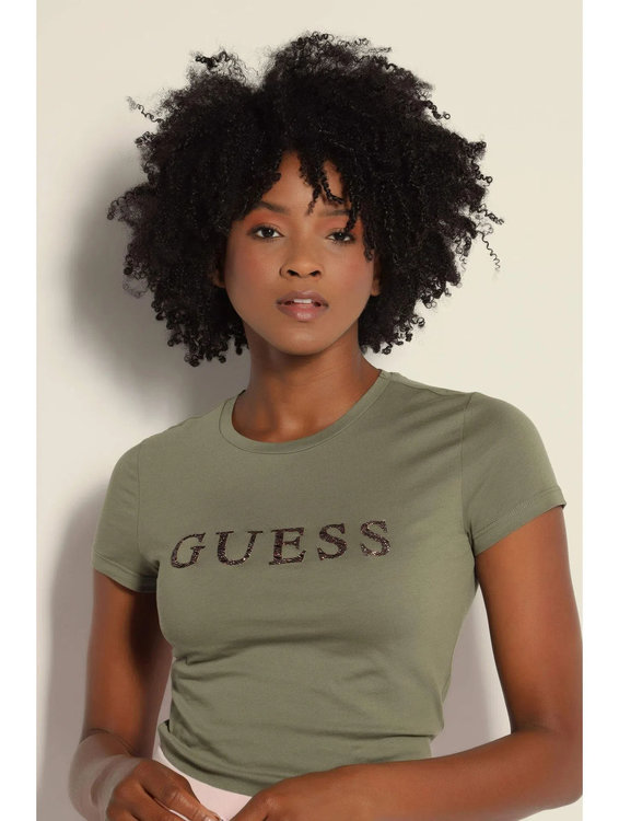 Guess – Kimetz triko, Khaki, Zelená barva