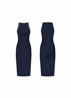 Módní Irene šaty, Modrá, Navy barva, 2022 1