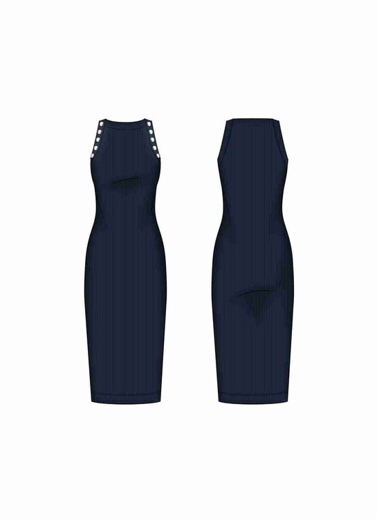 Módní Irene šaty, Modrá, Navy barva, 2022 1