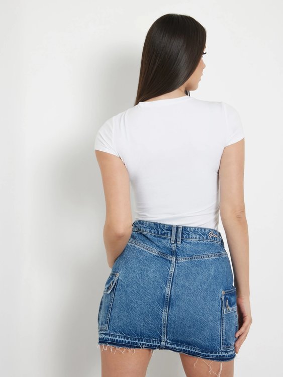 Módní Checker Sequin triko, Bílá barva, 2024