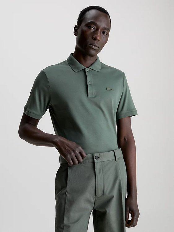Calvin Klein – Smooth Cotton polo triko, Zelená barva