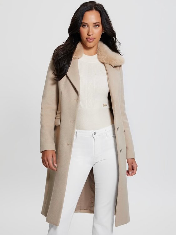 GUESS – New Laurence kabát, Béžová, Krémová barva