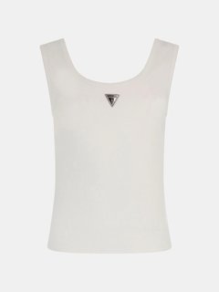 Guess Ribbed Knit Tank tílko Bílá barva Ženy