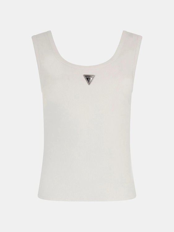Guess Ribbed Knit Tank tílko Bílá barva Ženy