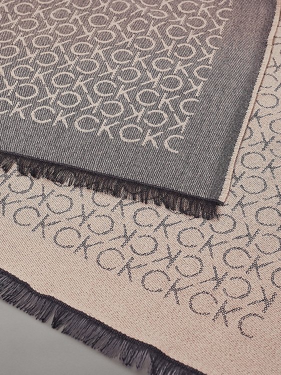 Monogram Woven šála – Calvin Klein Jeans, Hnědá, Šedá barva Muži