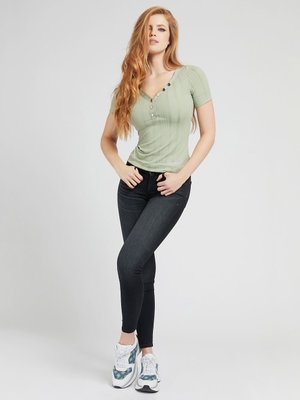Rhinestone top – Guess, Zelená barva Ženy, Ženy