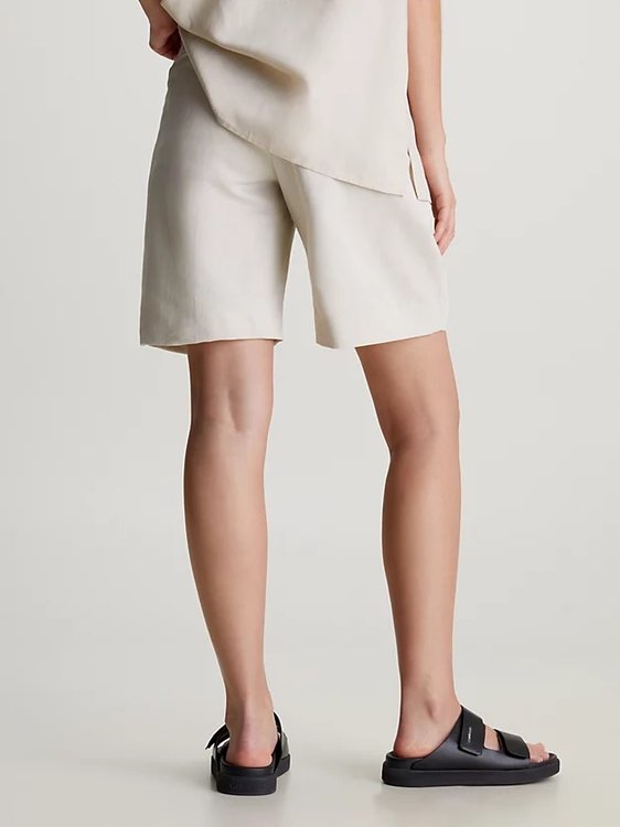 Linen Tailored šortky – Calvin Klein, Béžová, Bílá, Krémová barva Ženy