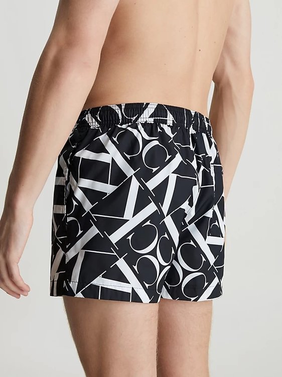 Módní CK Monogram plavky, Černá barva, 2024